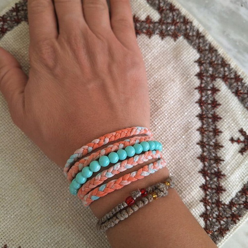 five-row bracelet blue orange