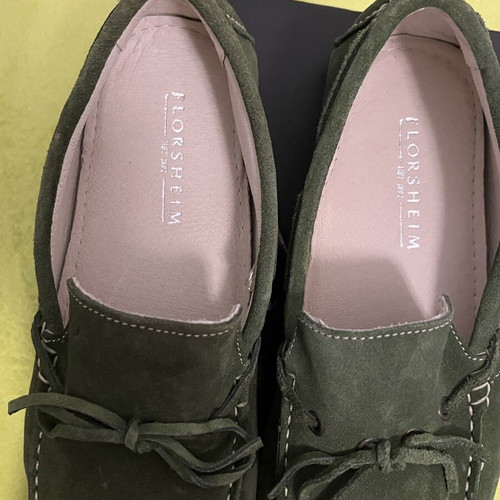 Green suede loafers size 42, new