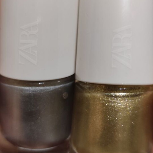 Zara nail polishes 3 pcs like new, gold, silver and gift light sea gray