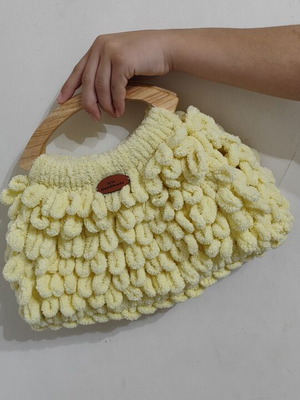 Puffy bag new, medium size, handmade, yellow