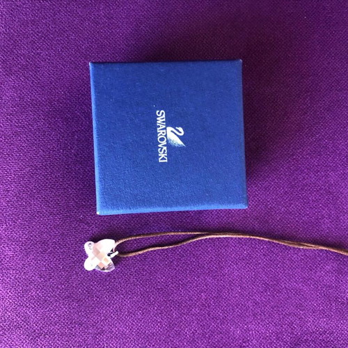 Swarovski butterfly necklace new with brown leather strap