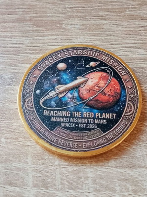 SpaceX Starship commemorative token new with gold finish