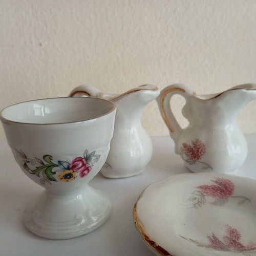 Vintage ceramic miniature set used, Greek made Attiki Keramiki