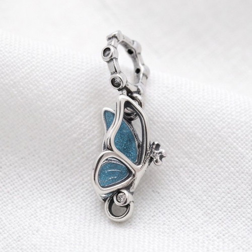 Pandora Winged Dangle Charm blue and silver, new