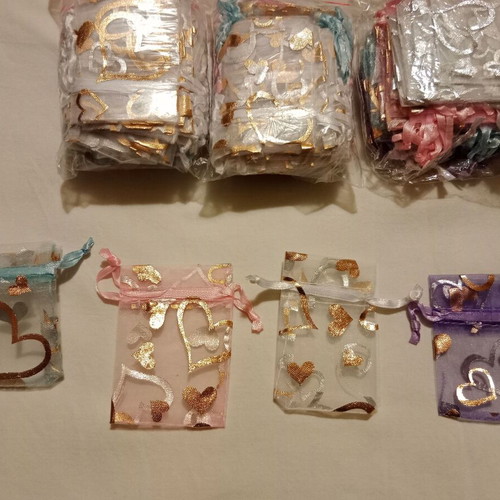 Small organza pouches new, pack of 50, assorted colors