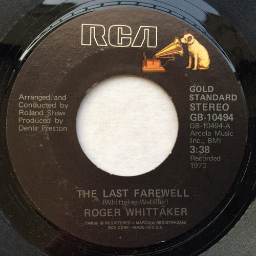 Roger Whittaker The Last Farewell vinyl record used 45 rpm