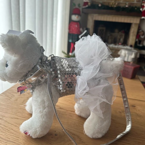 Doggie Star Bag Like New White With Silver Sequin