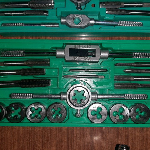 Hand tools new, set for faucets, files, wrenches, allen keys and paint gun