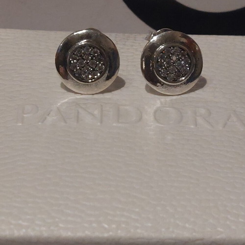Pandora earrings new round design with white zirconia