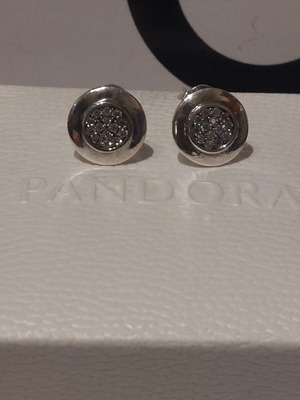 Pandora earrings new round design with white zirconia