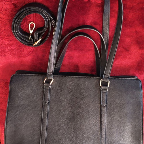 American Designed Black Shoulder Bag used, saffiano texture
