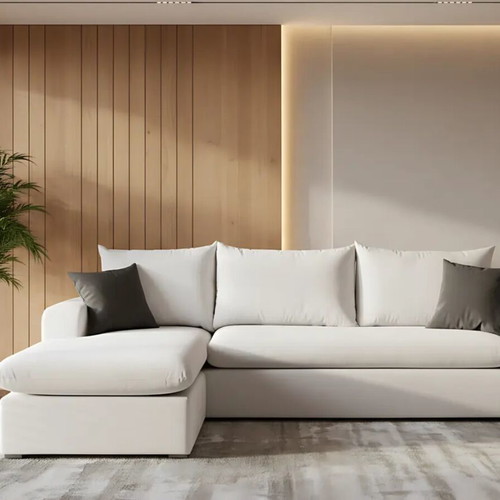 Yvoni white corner sofa, reversible, removable fabric
