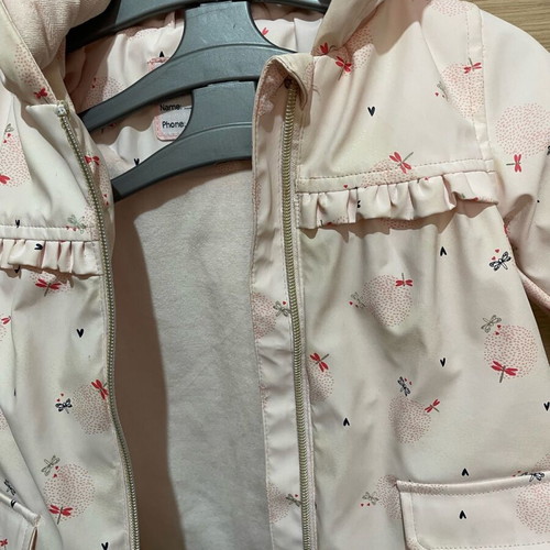Baby jacket with hood, light pink