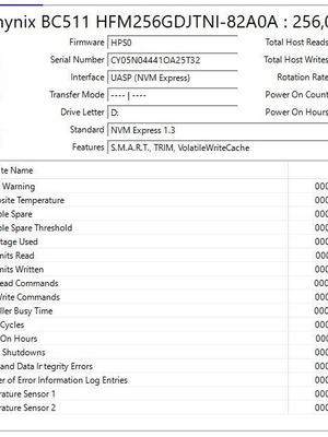 SK hynix BC511 256GB NVMe M.2 2280 SSD PCIe Gen3 x4 σαν καινούργιο