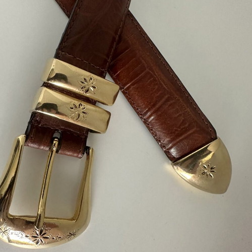 Richard Gampel leather belt with heart details, brown