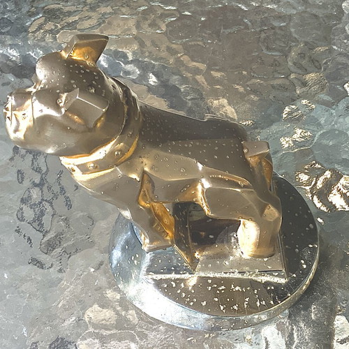 Mack Bulldog Hood Ornament used, metal, design patent 87931