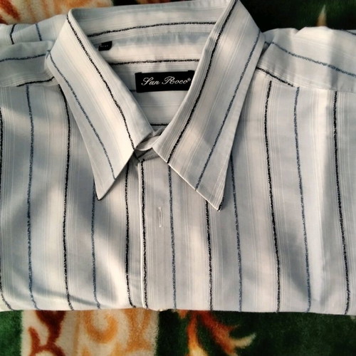 Men's shirt blue with dark blue and black stripes 2XL like new
