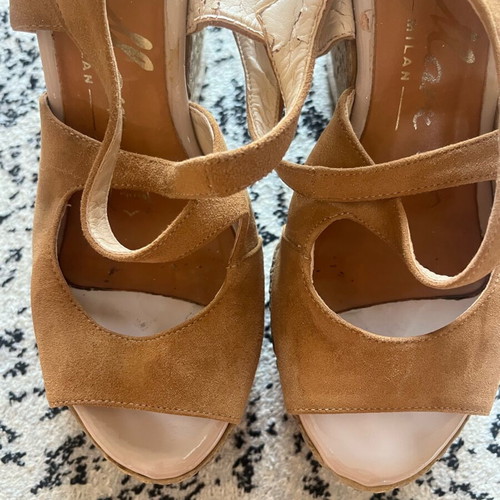 Creazioni women's platform sandals size 37 used, brown, back tie