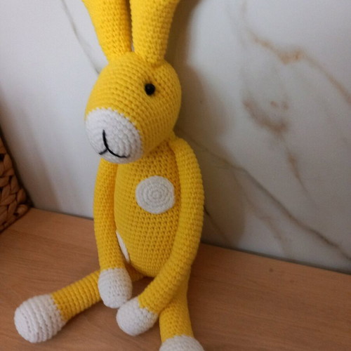 Handmade knitted bunny doll 45 cm new, cotton yarn