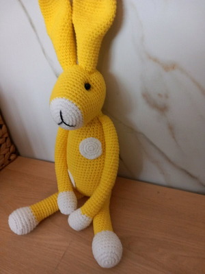 Handmade knitted bunny doll 45 cm new, cotton yarn