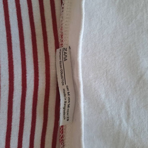 Zara striped t-shirt used, size M, white and red