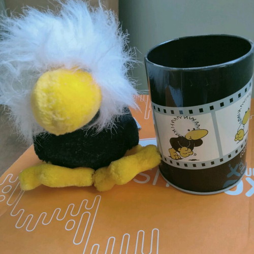 Vintage NICI set plush bird and pencil holder used