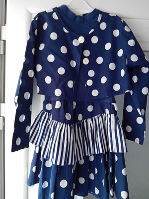 Dress and jacket set like new, blue and white polka dot cotton