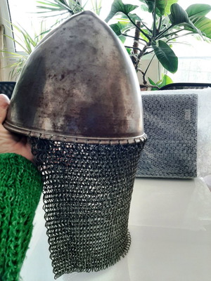 Knight helmet used, collectible and authentic museum piece