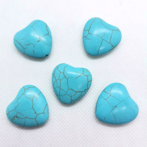 Howlite Heart Beads 26mm Turquoise Cord 16 Pieces New