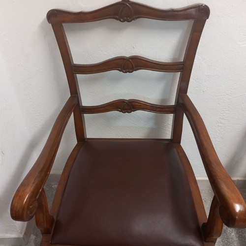 Wooden Queen Anne/Chippendale chair used with leather seat
