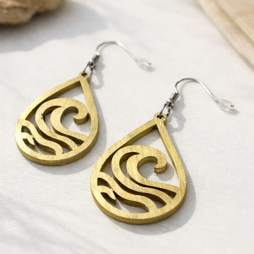 Wave Creations Handmade Wooden Earrings new