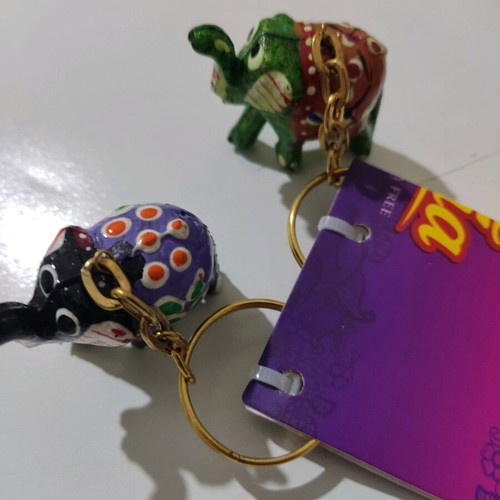 Keychain from India new with 2 elephants and bell