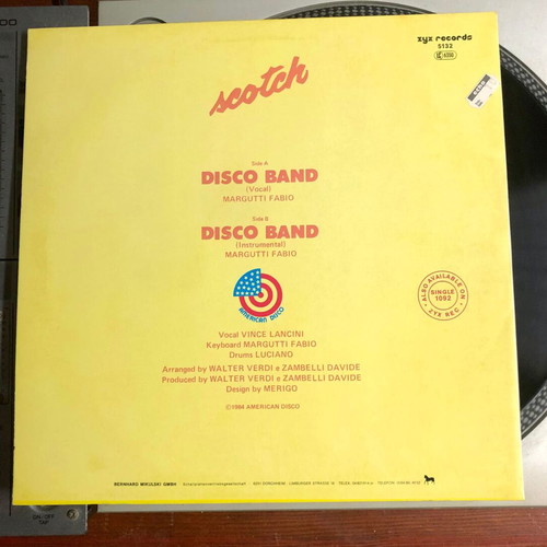 1984 Scotch Disco Band vinyl used, pop maxi-single 12" 45 RPM stereo