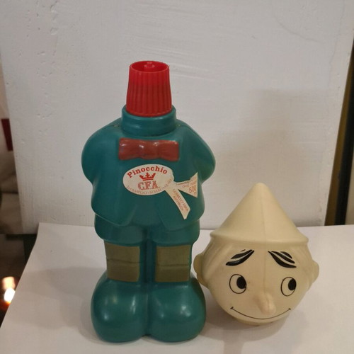 Vintage γερμανικό πλαστικό μπουκάλι σαμπουάν Pinocchio μεταχειρισμένο