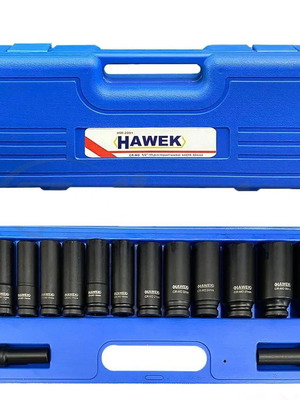 Hawek 1/2" Extended Impact Sockets 15 Pieces New (10–32 mm)
