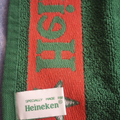 Bar Towels Set of 5 like new with Heineken, Amstel, Smirnoff, Lipton