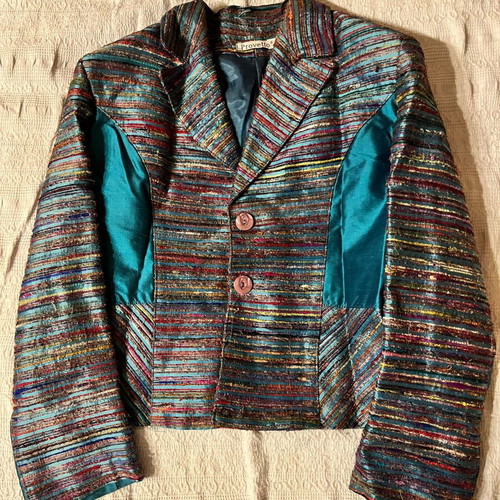 Silk jacket with colorful fringes
