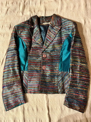 Silk jacket with colorful fringes