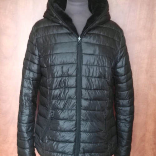 Women's reversible 2-in-1 jacket with warm fur and puffer like new, black