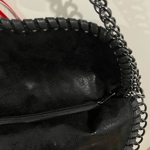 Women's shoulder bag black, new, with chains and zipper