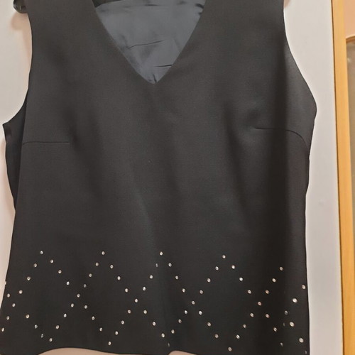Arte Maxima jacket and blouse set in black polyester with rhinestones like new