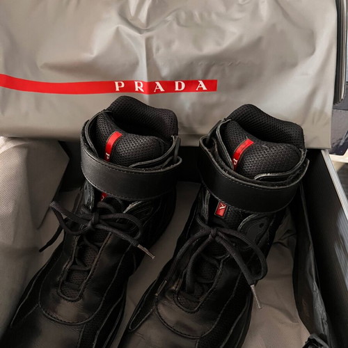 Prada black leather ankle boots like new