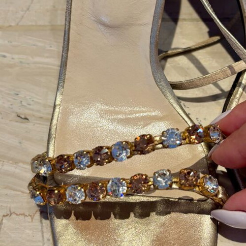 Kalogirou gold sandals with crystals like new, size 39