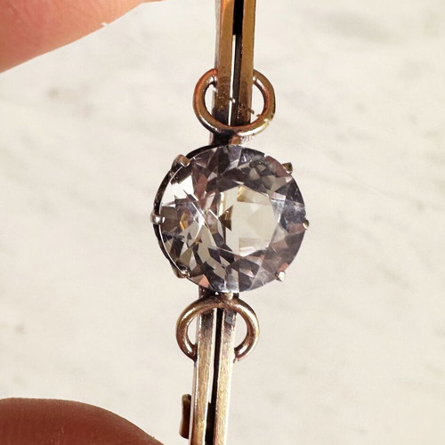Vintage Soviet brooch used silver 875 with mountain crystal
