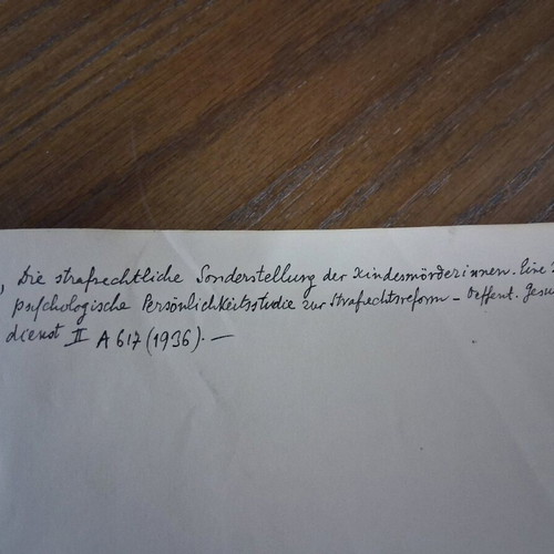 Prewar study on infanticide used, typed