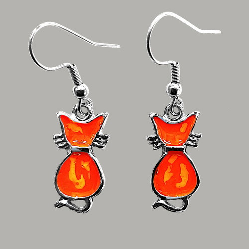 Cat Earrings new, handmade with enamel colors, hypoallergenic