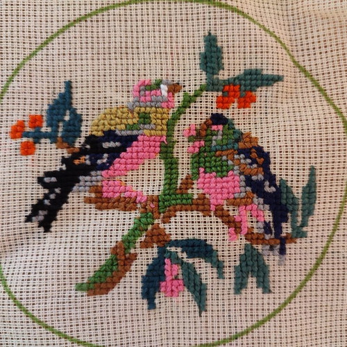 Vintage cross stitch embroidery set of 3 handmade pieces