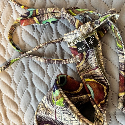 Be A Bee Couture bikini set with peacock pattern like new, size S