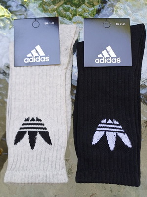 Adidas men's athletic socks, pack of 2, size 41-45, black and grey