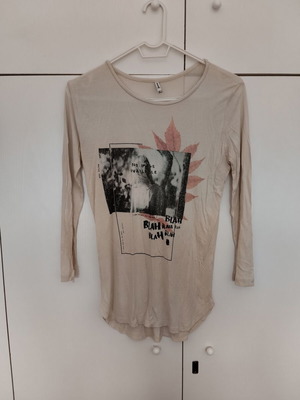 Stradivarius long-sleeve blouse used, beige, size S/M